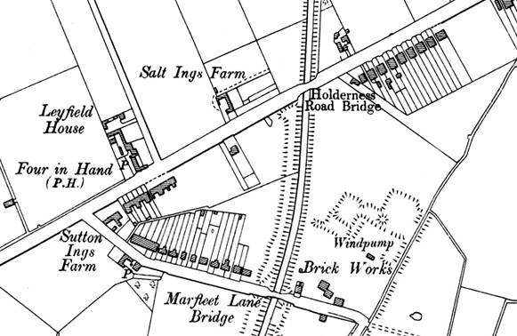 1890 map showing the original Holderness Road and Holderness Drain