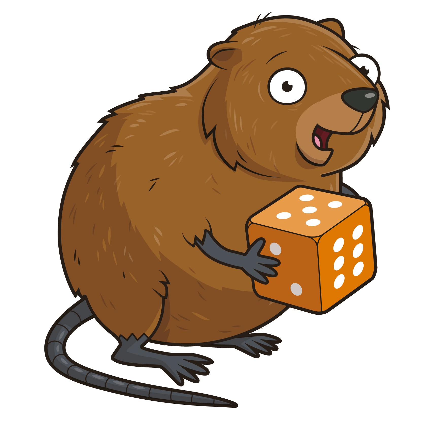 Wendy Water Vole holding a dice